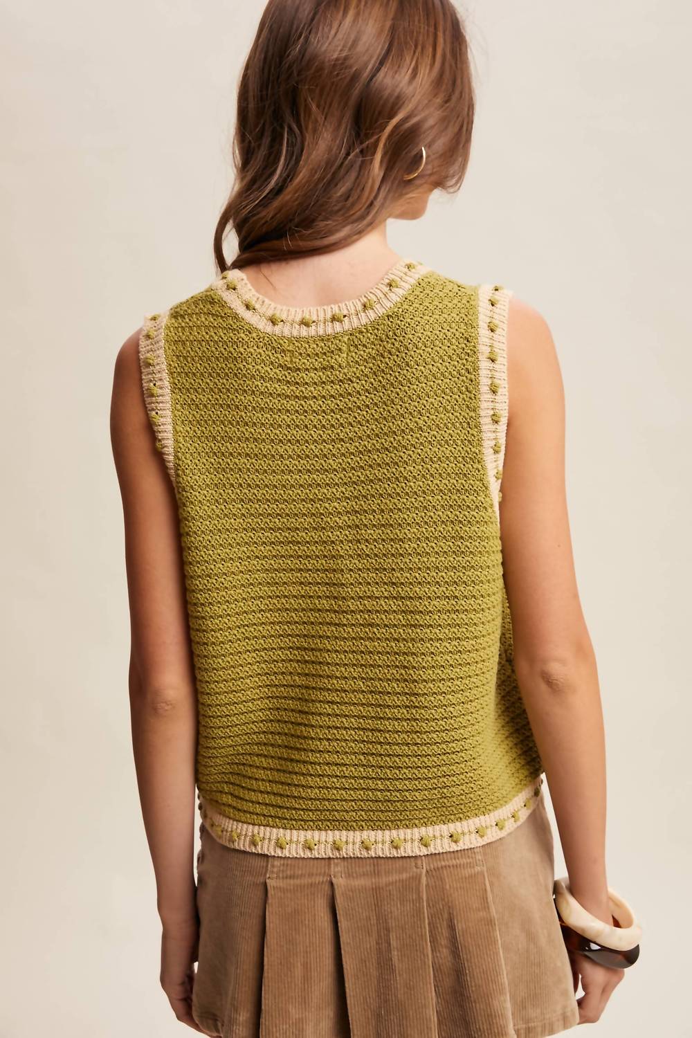 Listicle - Contrast Trim Sleeveless Knit Top