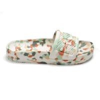 HUNTER Women's Bloom Algae Marble Slide Sandals in white - women's shoe - alternate view