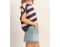 Hyfve - Striped Boxy Crew Neck Top