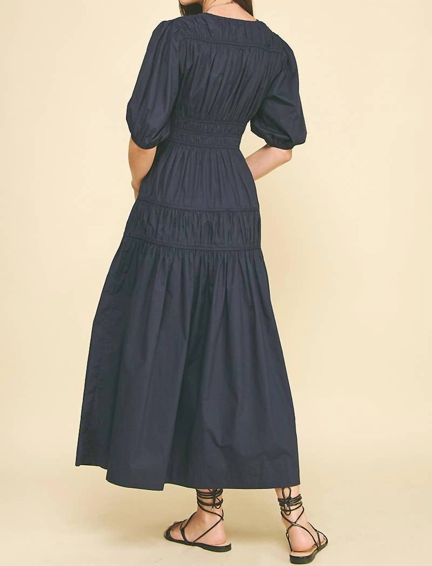 PINCH Smocking Detail Maxi Dress in ink - women's dress - view 5