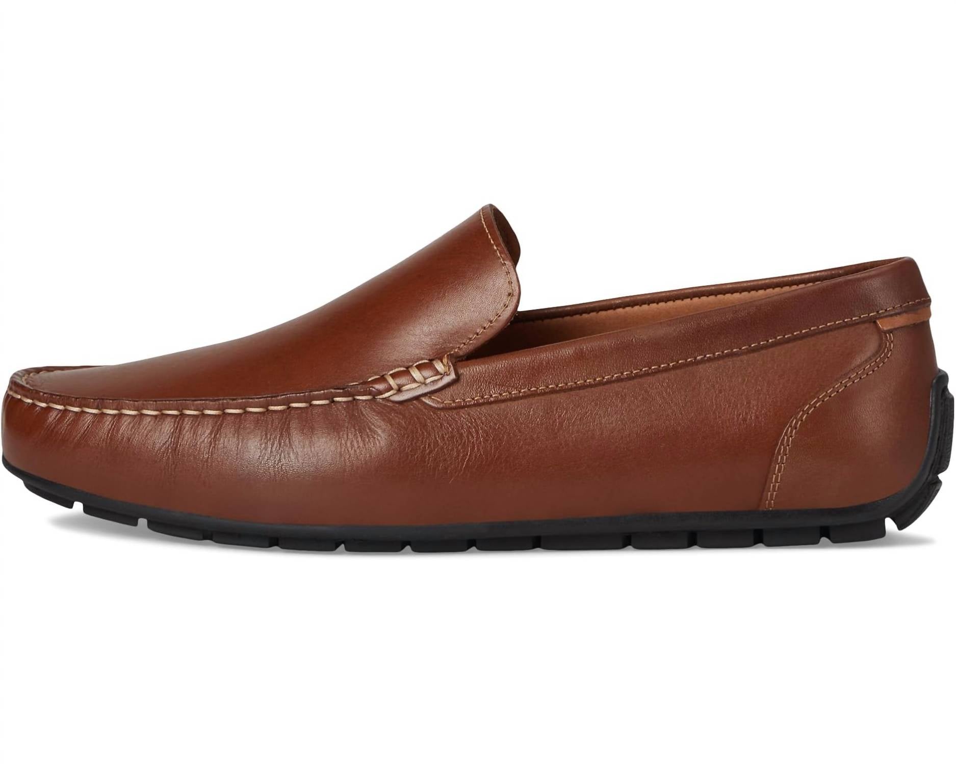 JOHNSTON & MURPHY Men's Beck Venetian Loafer in tan full grain - men's loafer - detail view