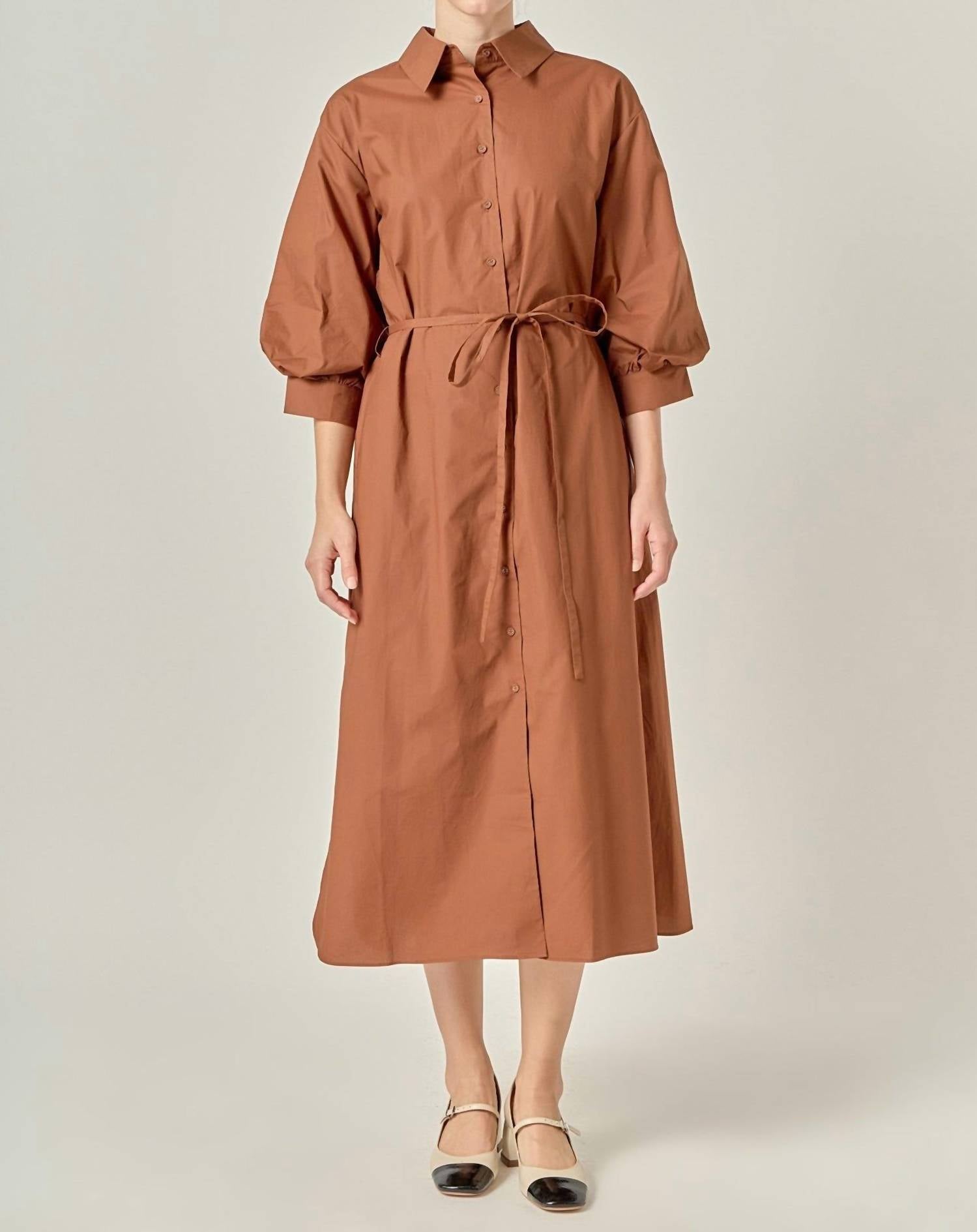 English Factory - Flared Shirt Midi Dress
