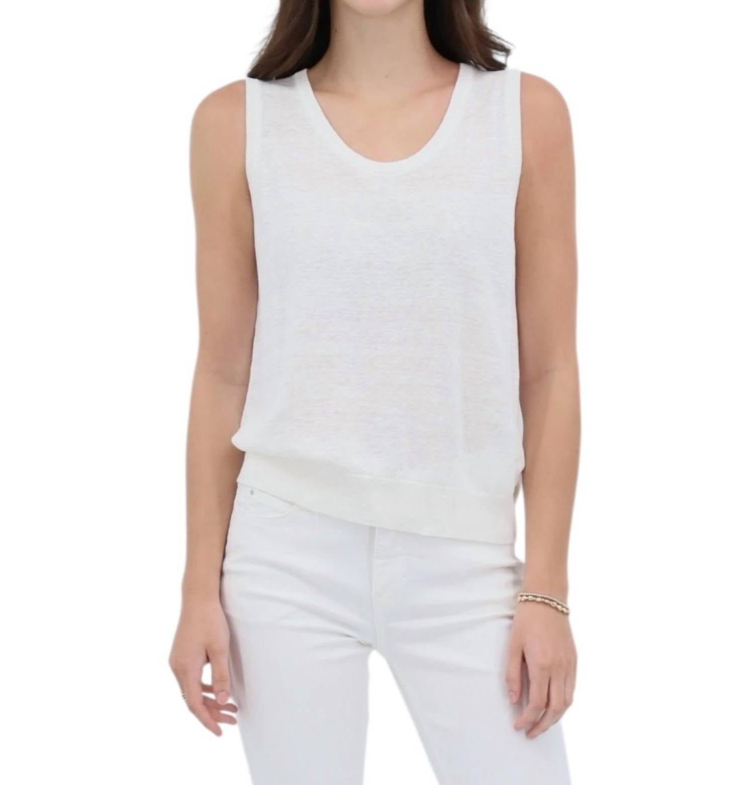Kinross Linen Tank in white - women's tank top