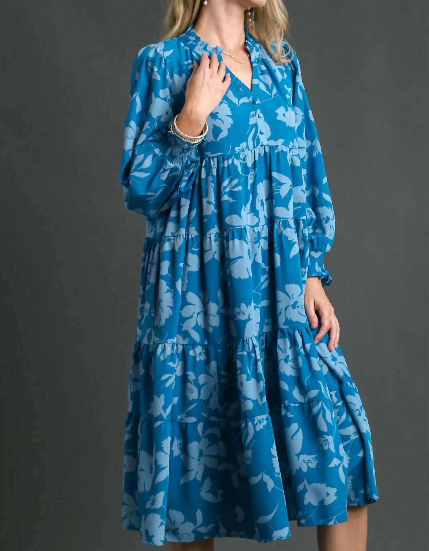 Umgee - Tiered Floral Print Tiered Dress