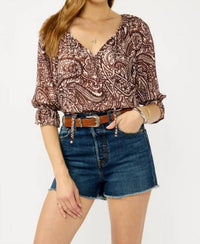 Mint Exclusives - Smocked Split Neck Blouse