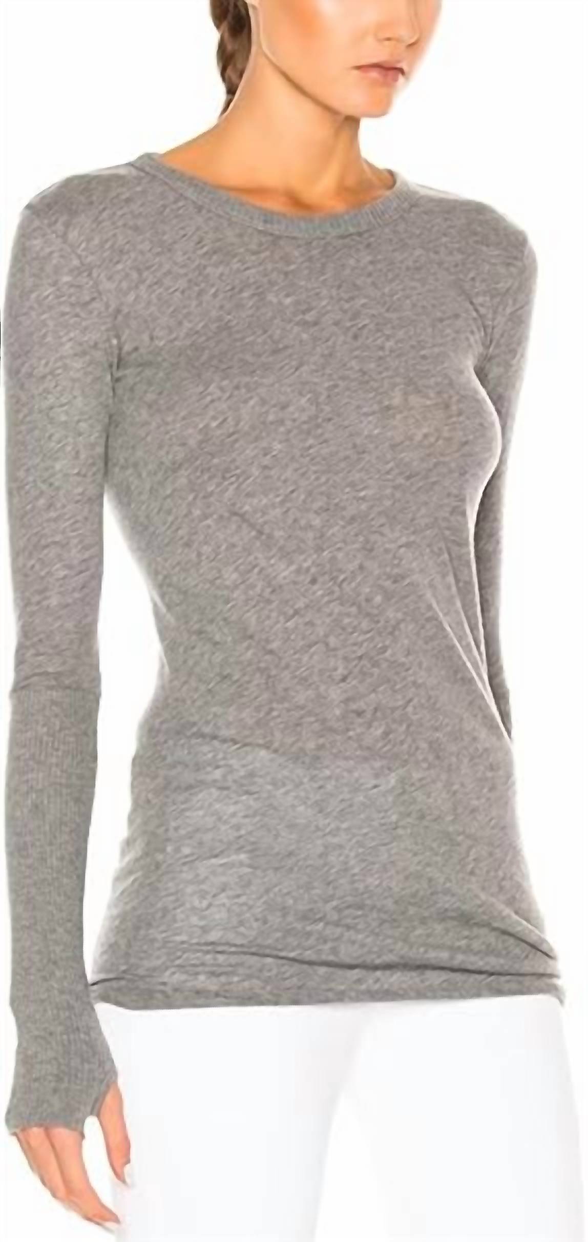 Enza Costa - CASHMERE FITTED CUFFED LONG SLEEVE CREW TOP