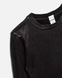 RE/DONE Women's 90s Foil Baby Long Sleeve Top in black - women's long sleeve top - alternate view