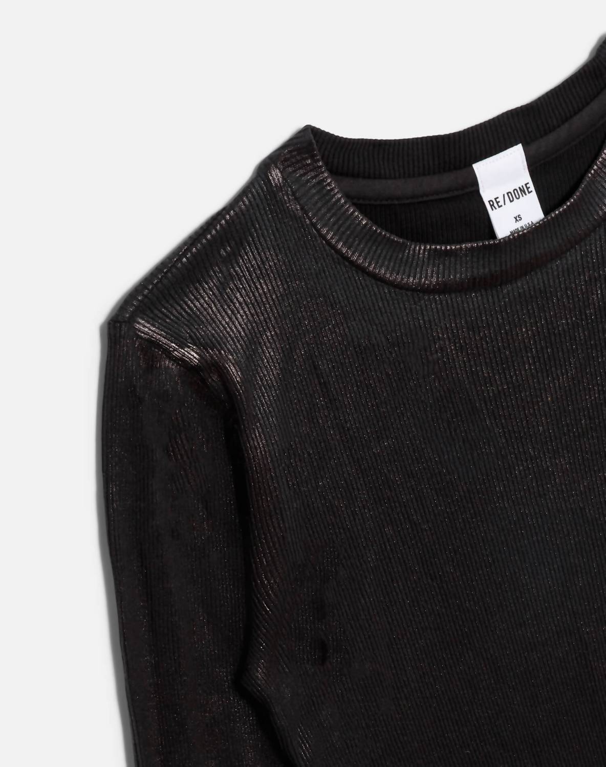 RE/DONE Women's 90s Foil Baby Long Sleeve Top in black - women's long sleeve top - alternate view