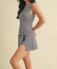 Kimberly C - Gingham Print Wrap Tie Front Mini Dress