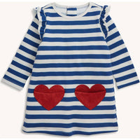 magnetic me Girls' Fidget Pocket Long Sleeve Ruffle Dress in blue red - kids' dress