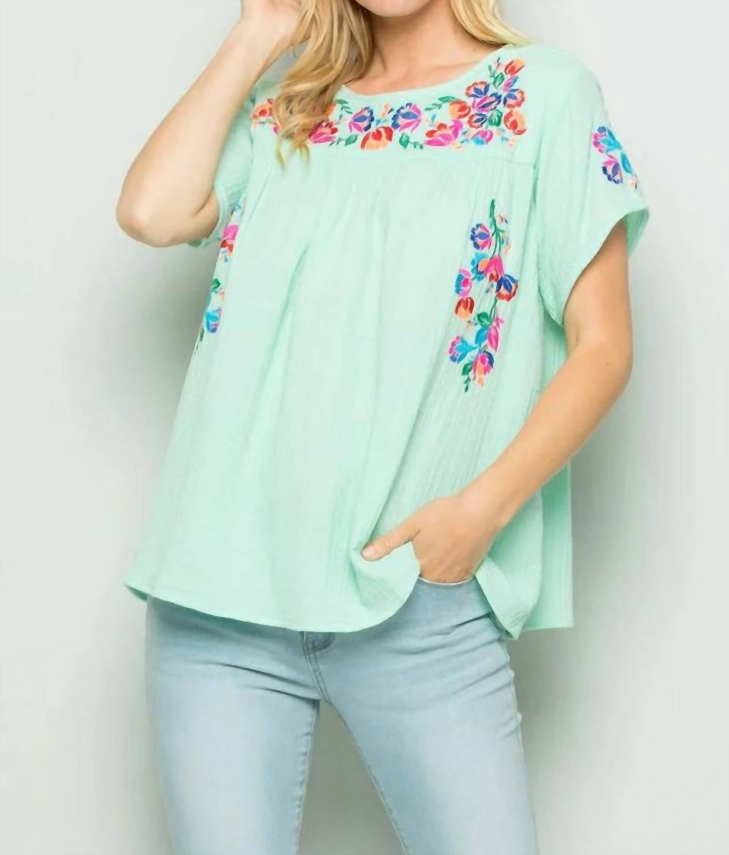 See And Be Seen - On The Border Embroidered Top