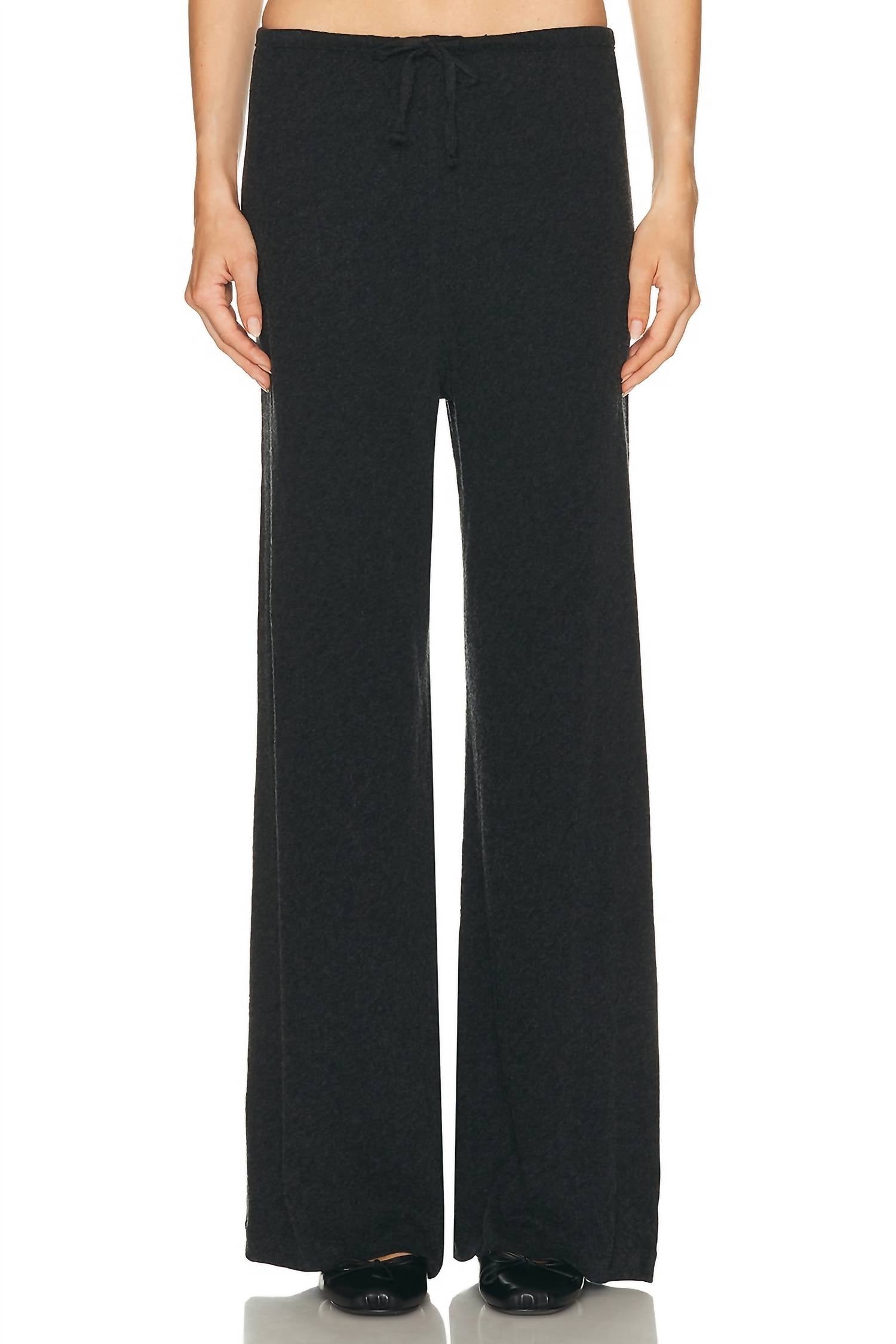 Enza Costa Cashmere Jersey Easy Drawcord Pant in charcoal - women's pants