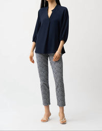 Joseph Ribkoff - Slim Geometric Ankle-length Trouser Pant