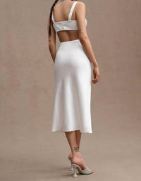 SACHIN & BABI Sierra Satin Midi Dress in white - women's dress - detail view