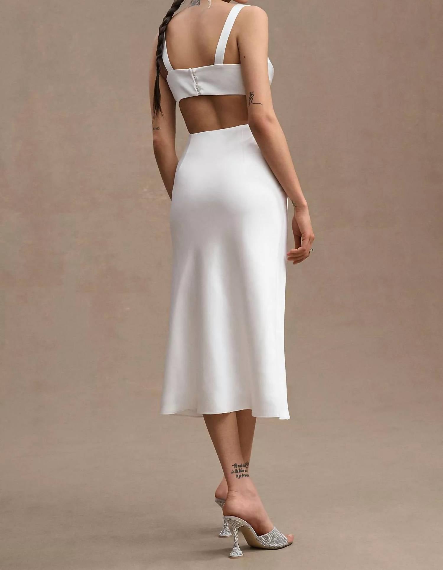 SACHIN & BABI Sierra Satin Midi Dress in white - women's dress - detail view