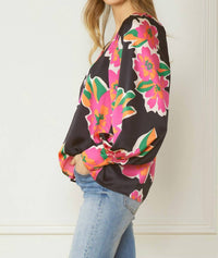 Entro - Satin Floral Blouse