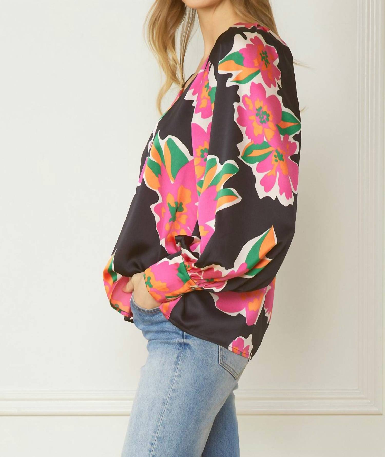 Entro - Satin Floral Blouse