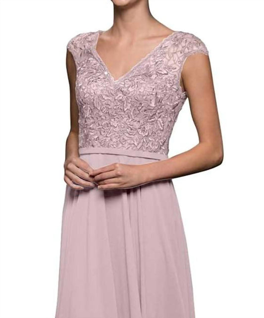 Marsoni By Colors - Women's Embellished V-neck Chiffon A-line Dress