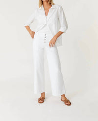 Level99 Camille Exposed Button Wide Leg Pants in stillwater - women's pants