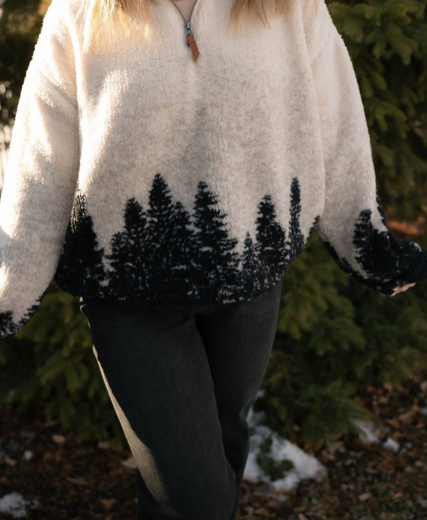 Weekend Los Angeles - Forest Pattern Quarter Zip Pullover