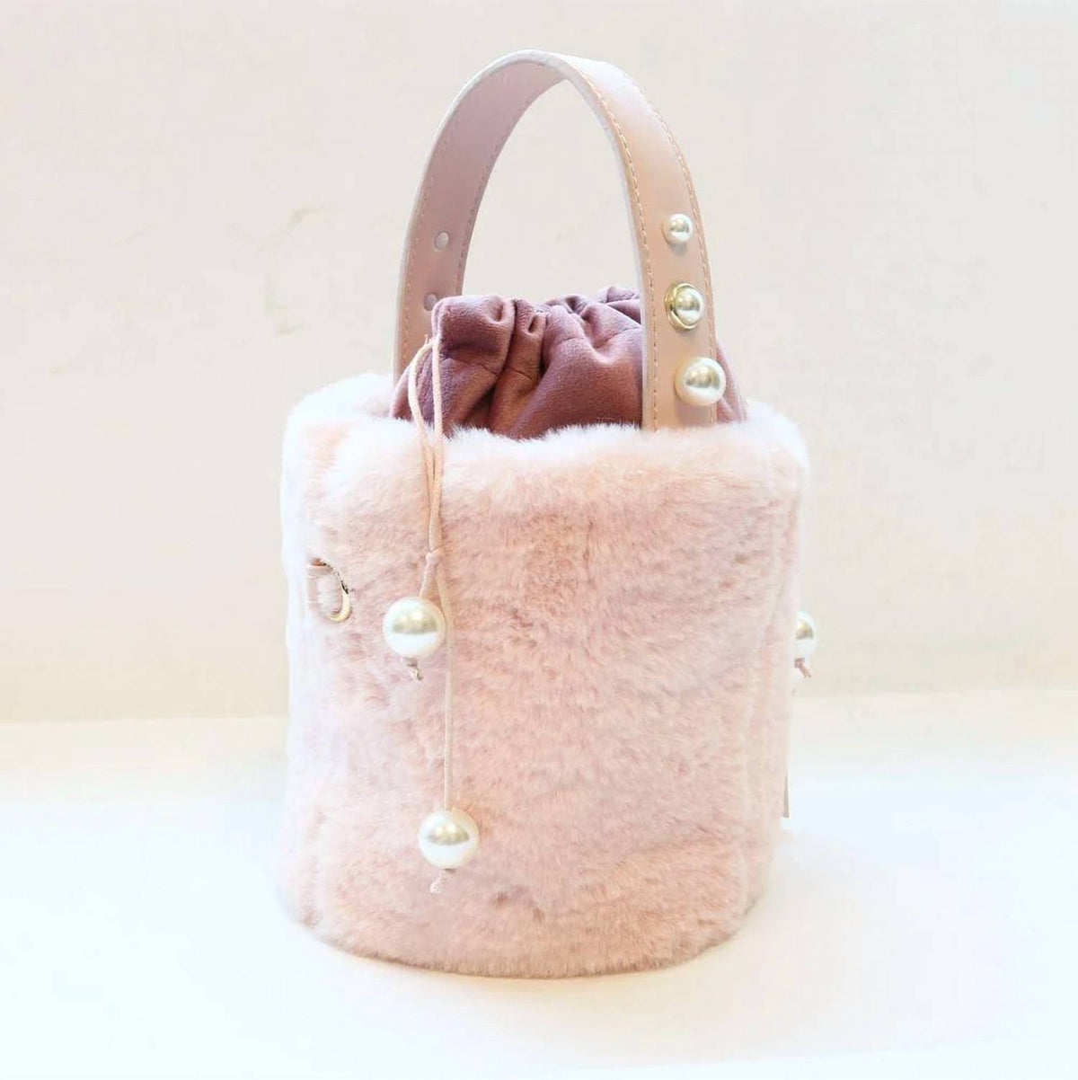 Doe A Dear - Girls’ Furry Cylindrical Top Handle Purse Handbag