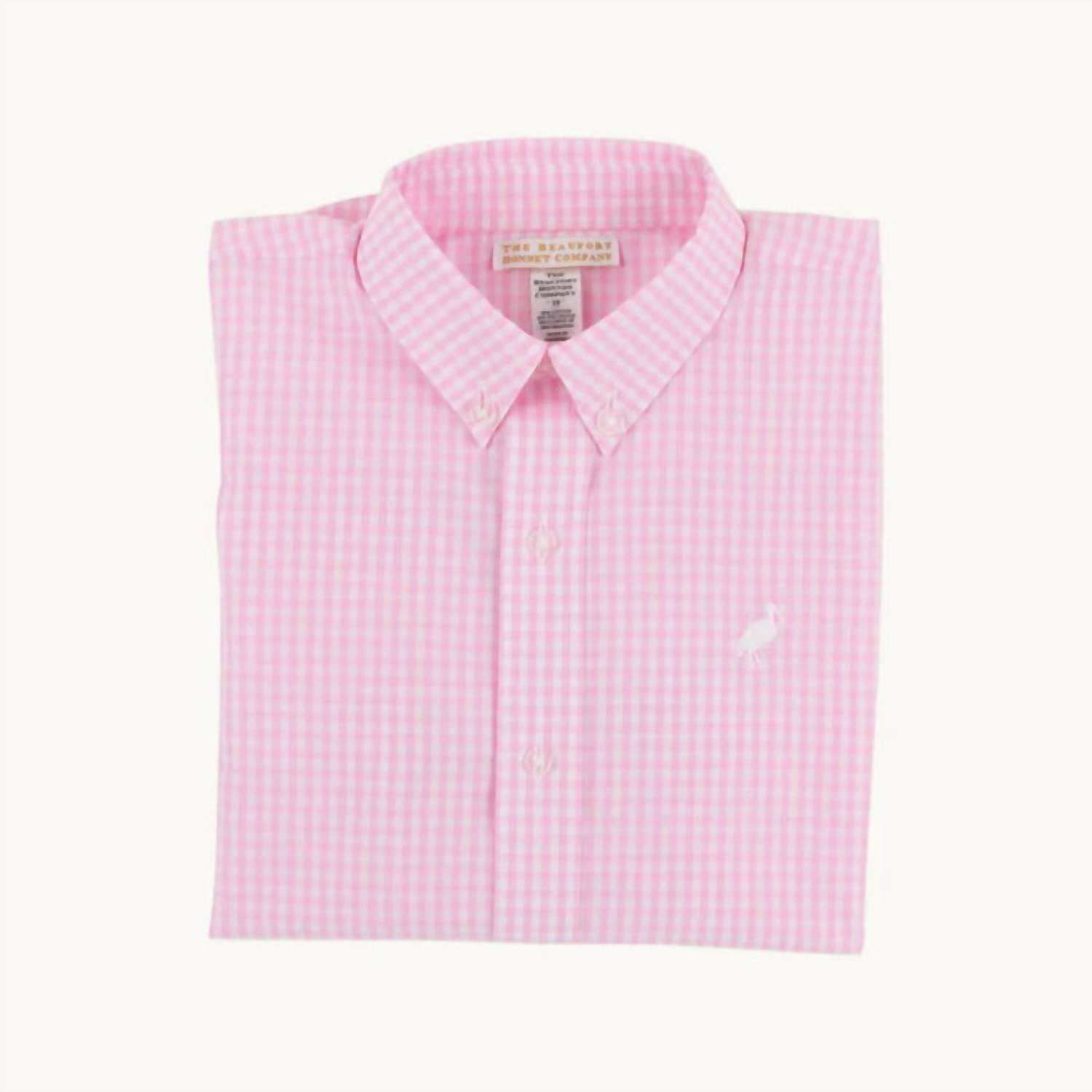 The Beaufort Bonnet Company Dean's List Dress Shirt in pink greenbrier gingham - kids' shirt - view 4