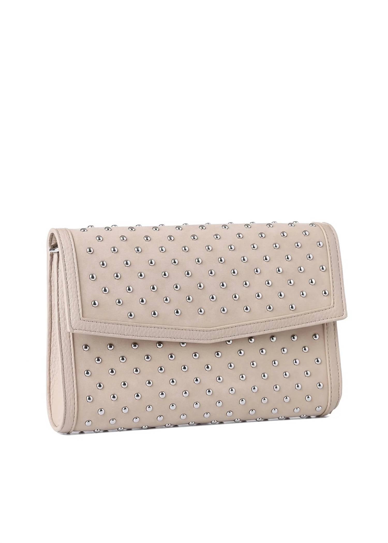 HAUTE SHORE Women's Beth Studded Suede Clutch Bag in wheat - women's bag