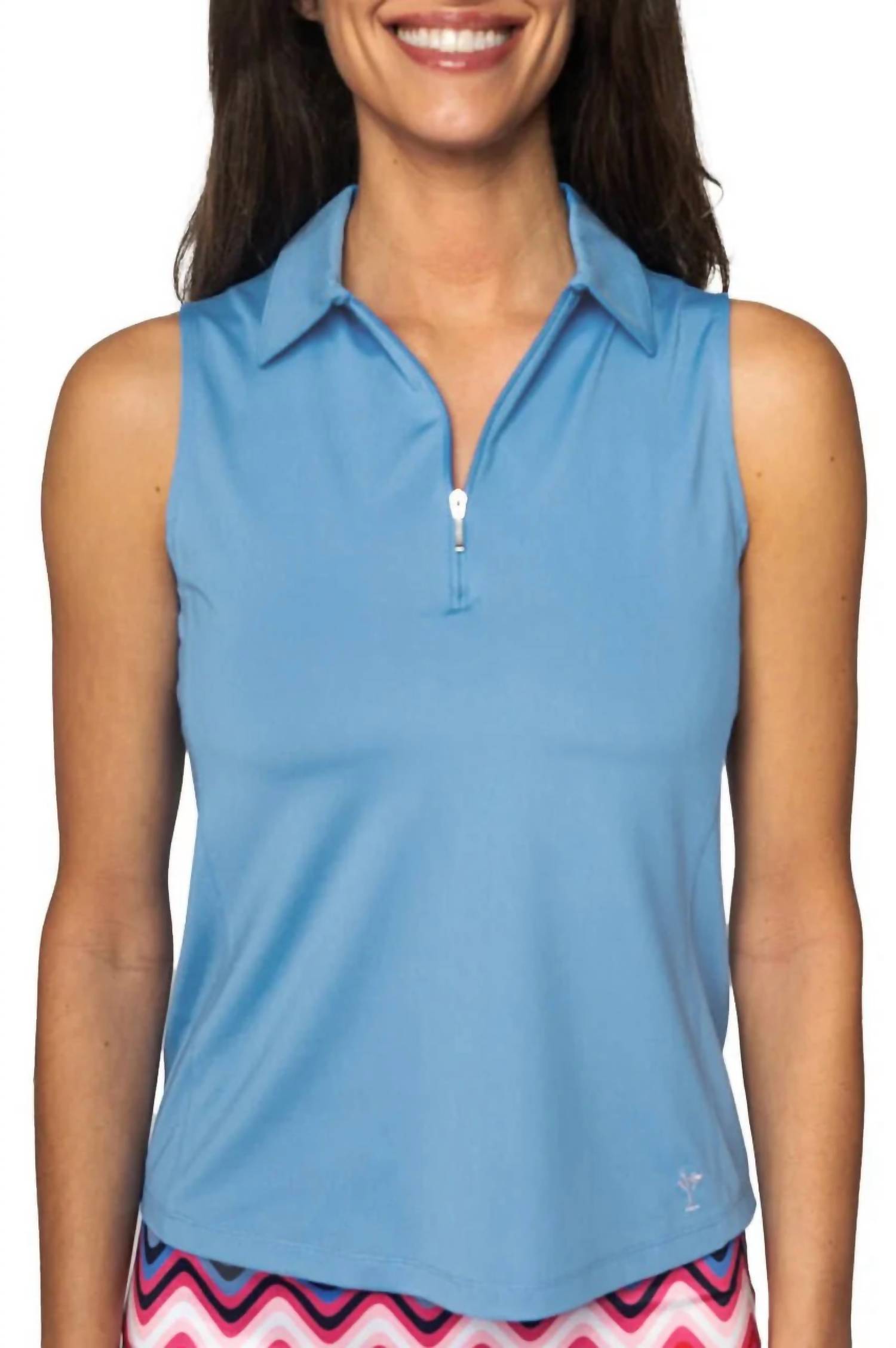 Golftini - Sleeveless Zip Polo Top