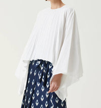 Valentino - Pleated Cotton Blend Taffeta Top