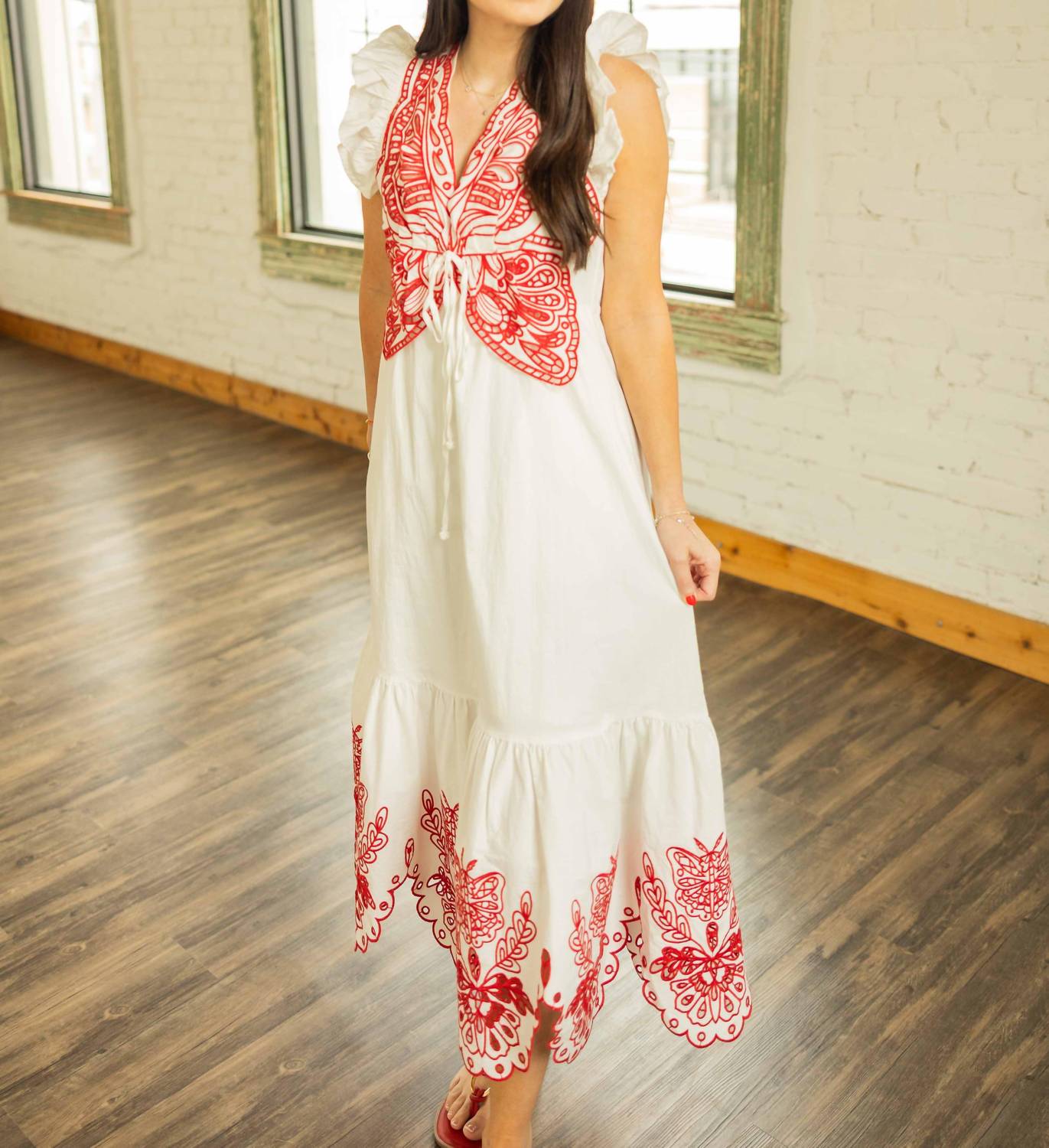 Fate - Vianca Butterfly Embroidered Midi Dress