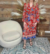 Pine Apparel - Floral Tie Maxi Dress