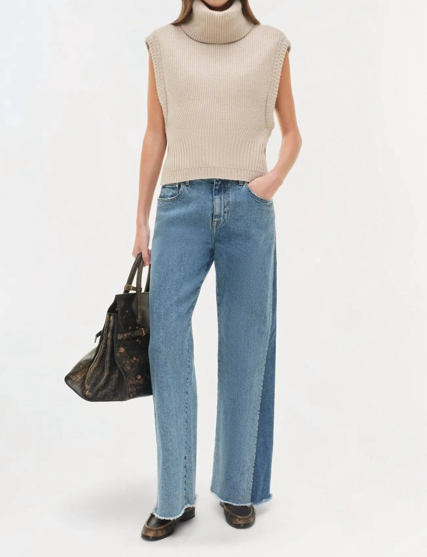 SIMKHAI Atlas Straight Leg Jeans in coney island clearwater - women's jeans - view 4