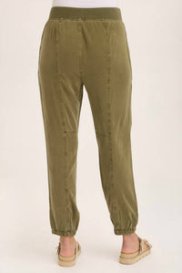 XCVI Squire Twill Banded Hem Casual Pants in kombu pigment - women's pants - alternate view
