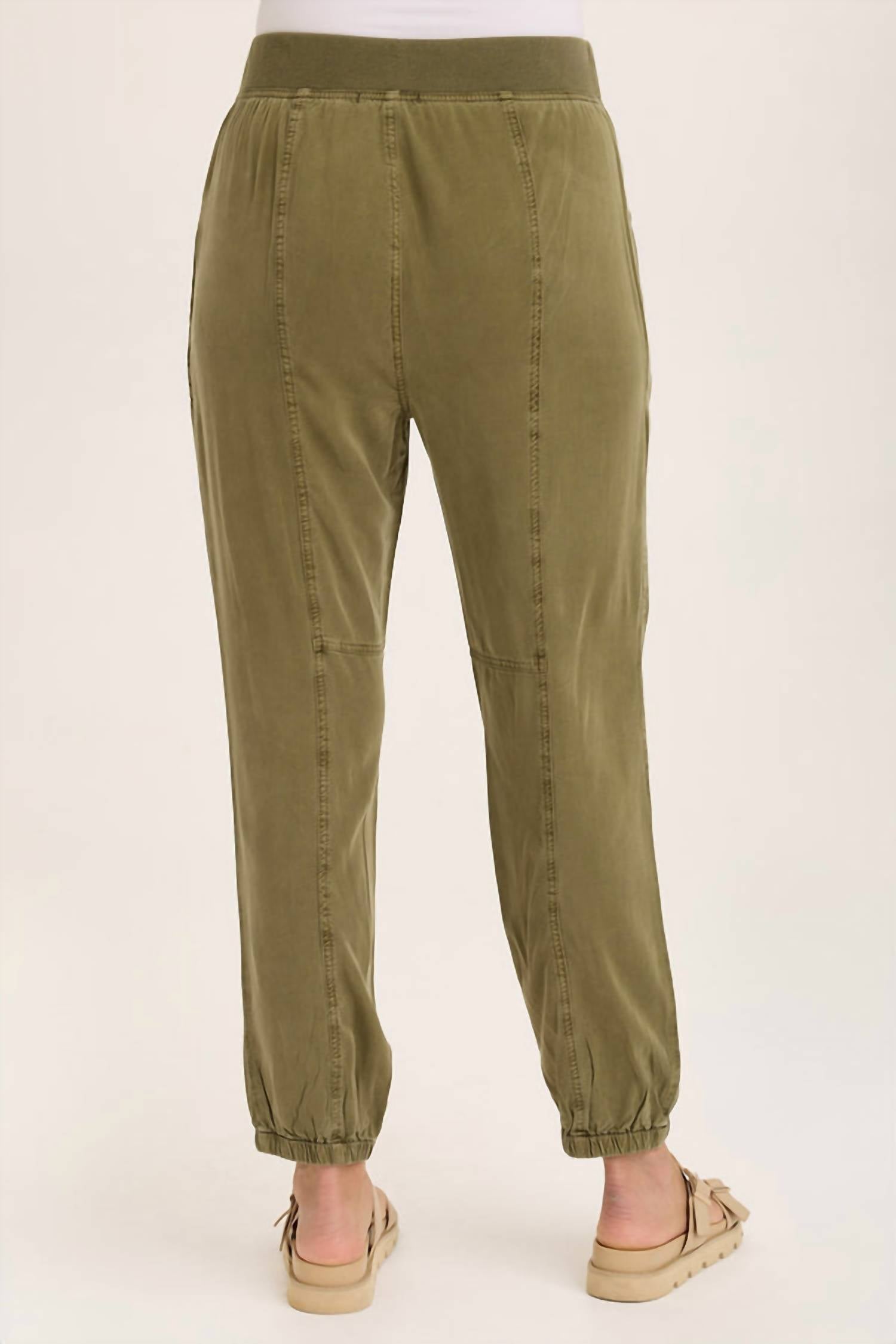XCVI Squire Twill Banded Hem Casual Pants in kombu pigment - women's pants - alternate view