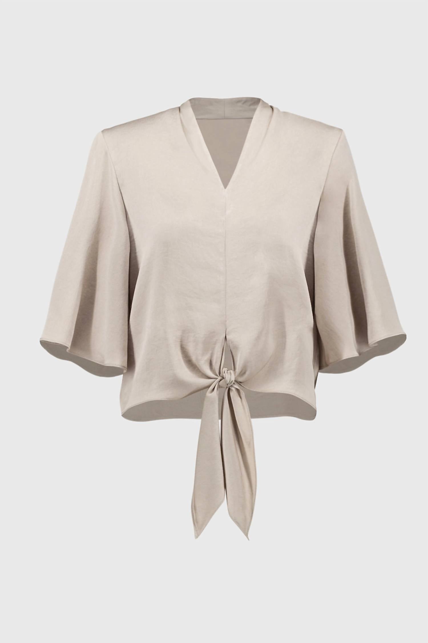 Joseph Ribkoff - Satin V-neck Top With Front Tie