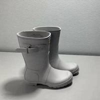 HUNTER Women's Originals Short Slip On Rubber Rain Boots in grey white - women's shoe - alternate view