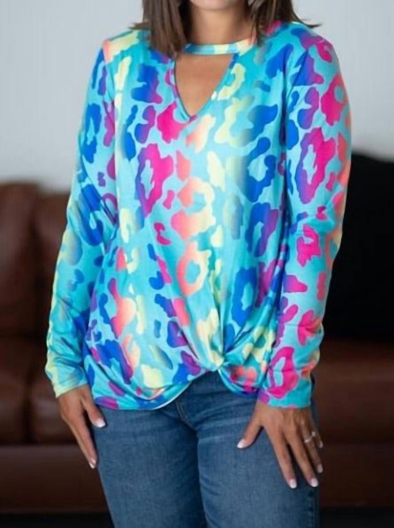 Shirley Stone - Animal Keyhole Knot Top