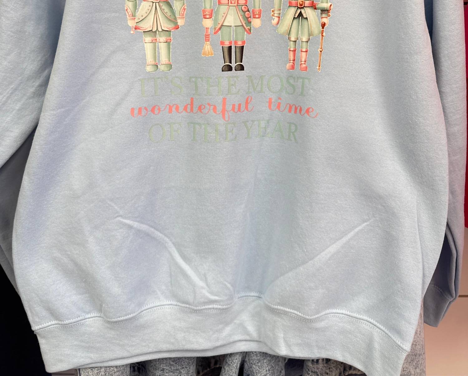 GILDAN Women's Most Wonderful Time Of The Year Crewneck Tee in blue - women's top