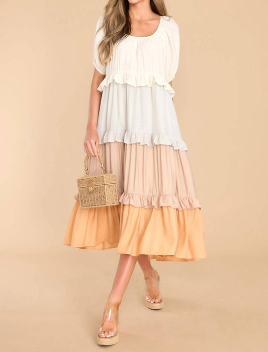 Entro - Colorblock Tiered Midi Dress