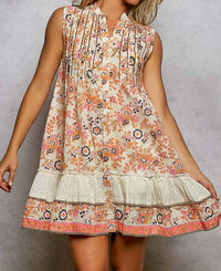 Pol - Printed Pintuck Spangle Button Down Dress