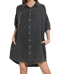 Zenana - Gauze Button Down Short Sleeve Shirt