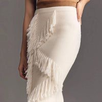 Derek Lam 10 Crosby - Women's Hestia Fringed Midi Sweater Skirt