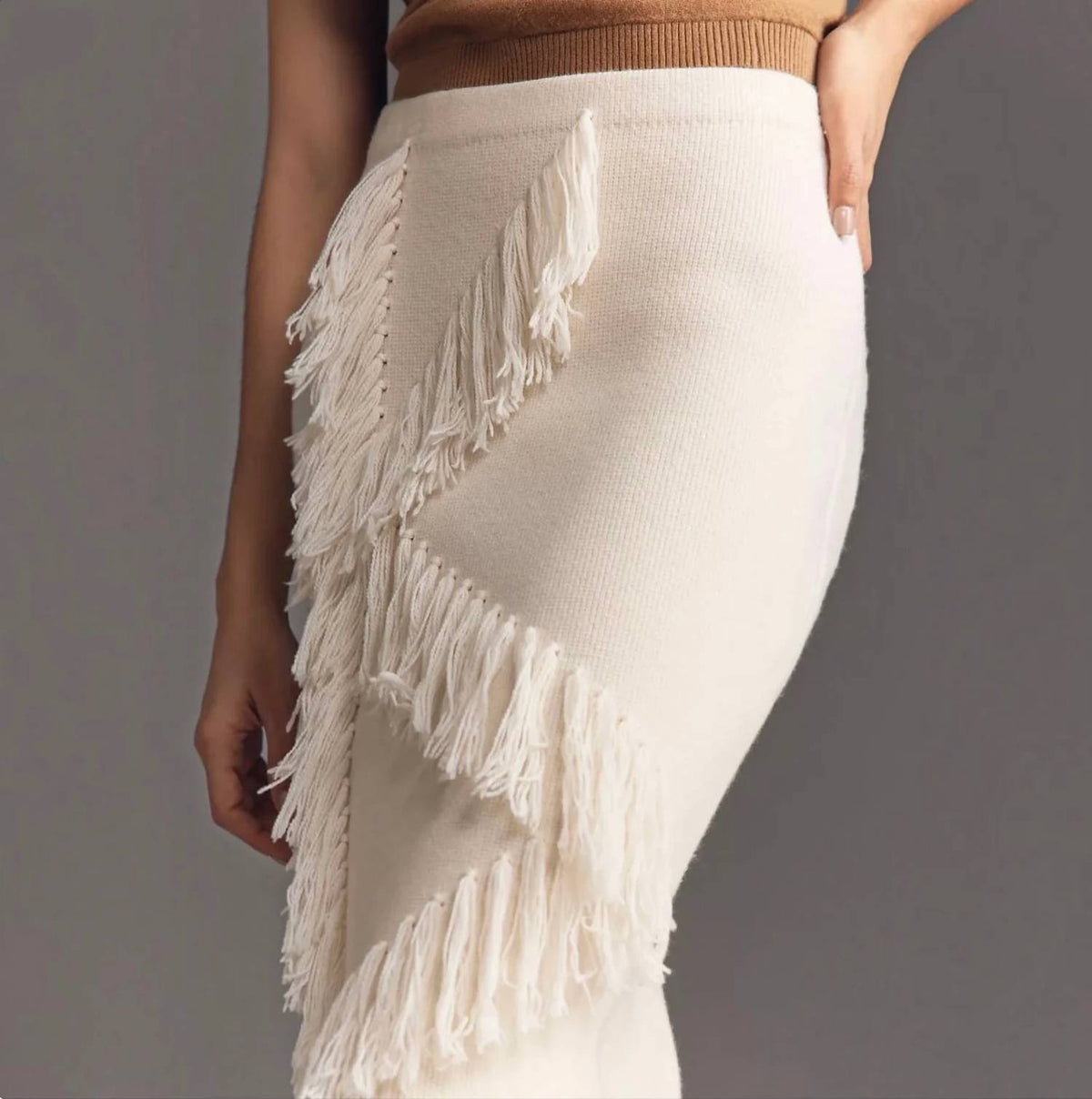Derek Lam 10 Crosby - Women's Hestia Fringed Midi Sweater Skirt