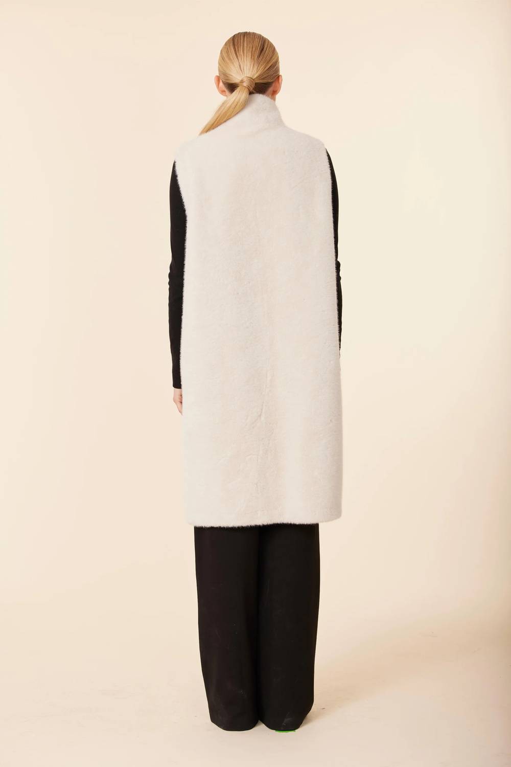 DOLCE CABO Faux Fur Long Vest in creme - women's jacket - alternate view