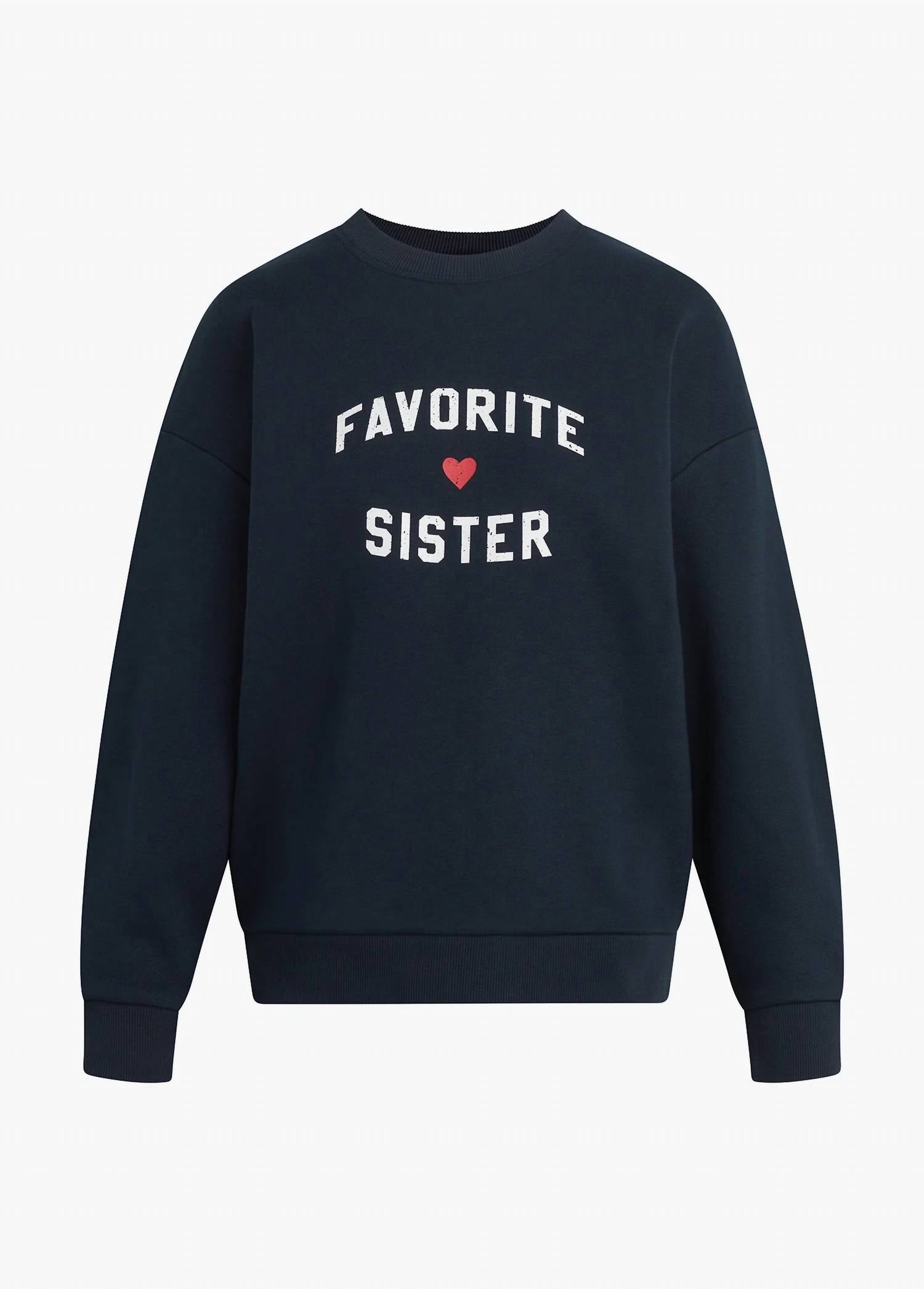 Favorite Daughter Favorite Sister Heart Logo Sweatshirt in navy - women's top - view 5