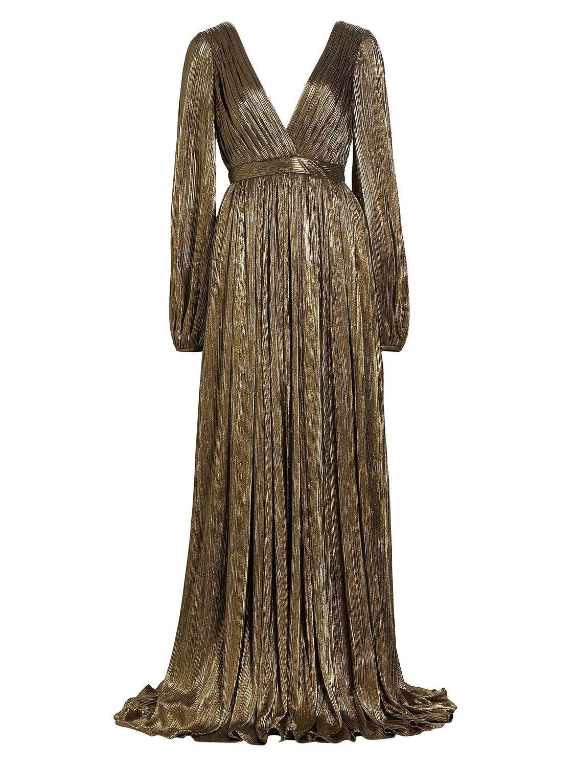 Badgley Mischka - Foil Pleated Plunge Gown