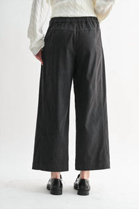 Fun 2 Fun Wide Leg Corduroy Pant in charcoal - women's pants - detail view