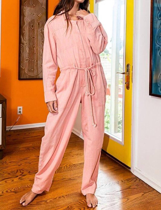 Bucketlist - LINEN BUTTON UP JUMPSUIT