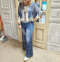 A Rare Bird - Women's Denim Fringe Collar Jeans