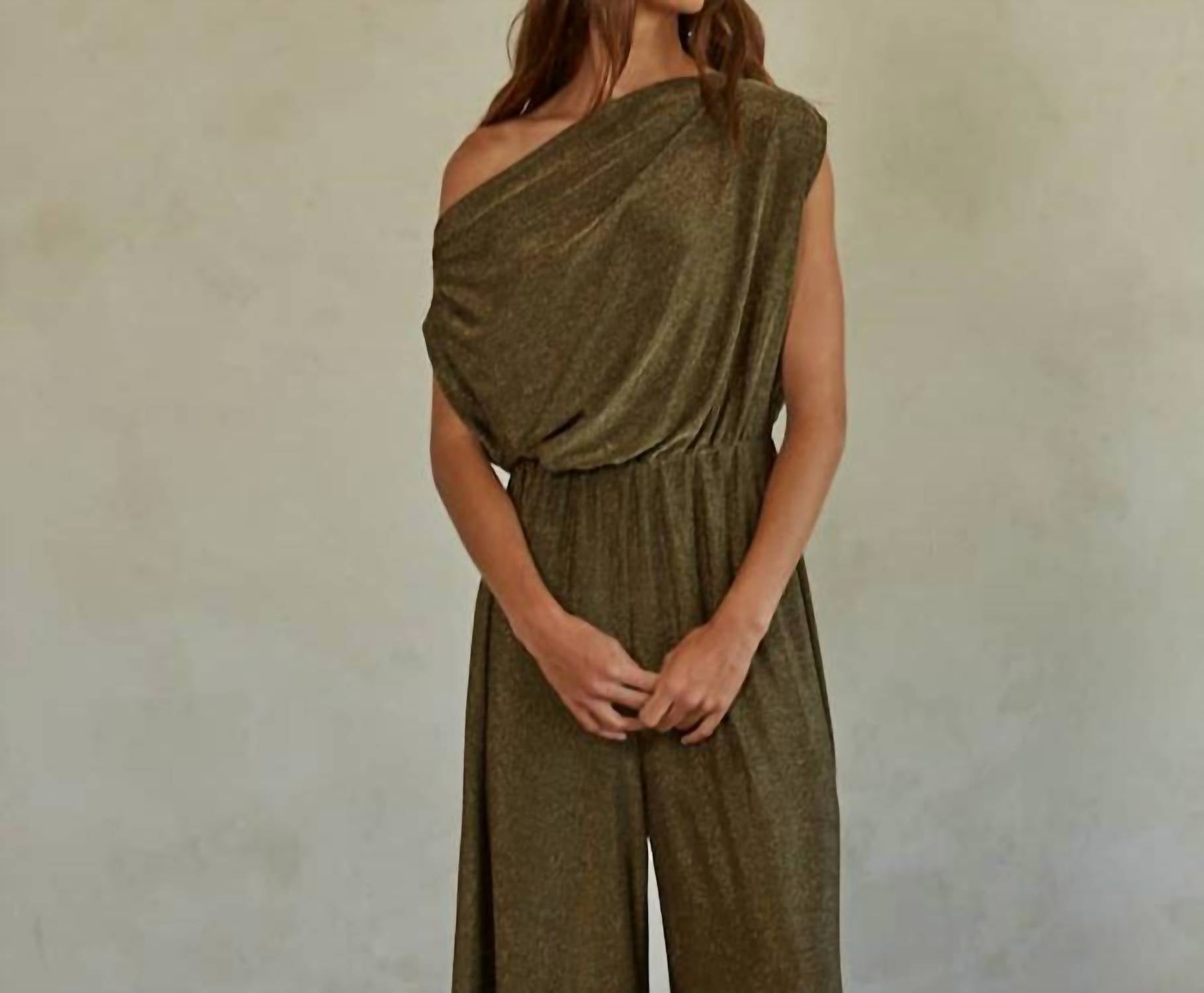 By Together Gwen Metallic Jumpsuit in gold black - women's pants - view 4